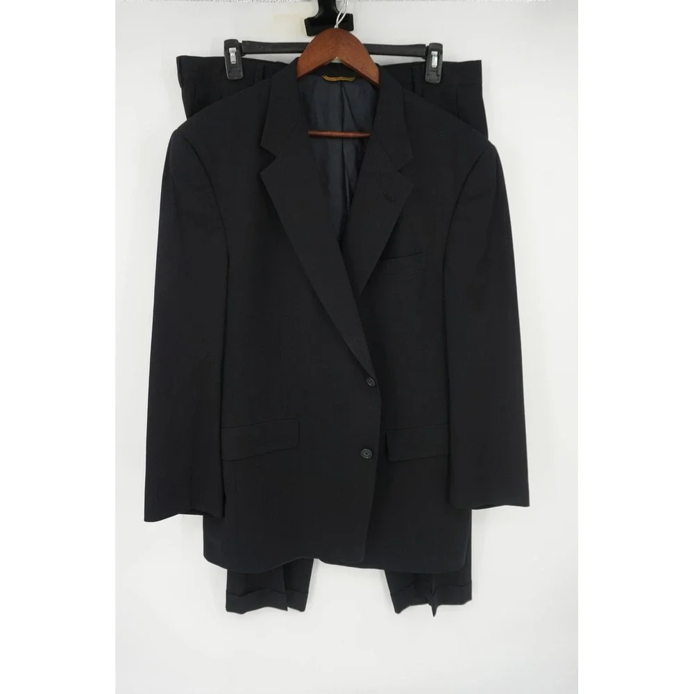 Hart Schaffner Marx 2-Piece Suit Black Gold Trumpeter Nordstrom Wool 46R 38x27